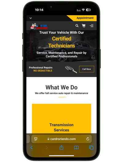 A mobile mockup of a website called Car Dr Orlando that Camp Web Designs built and what it looks like