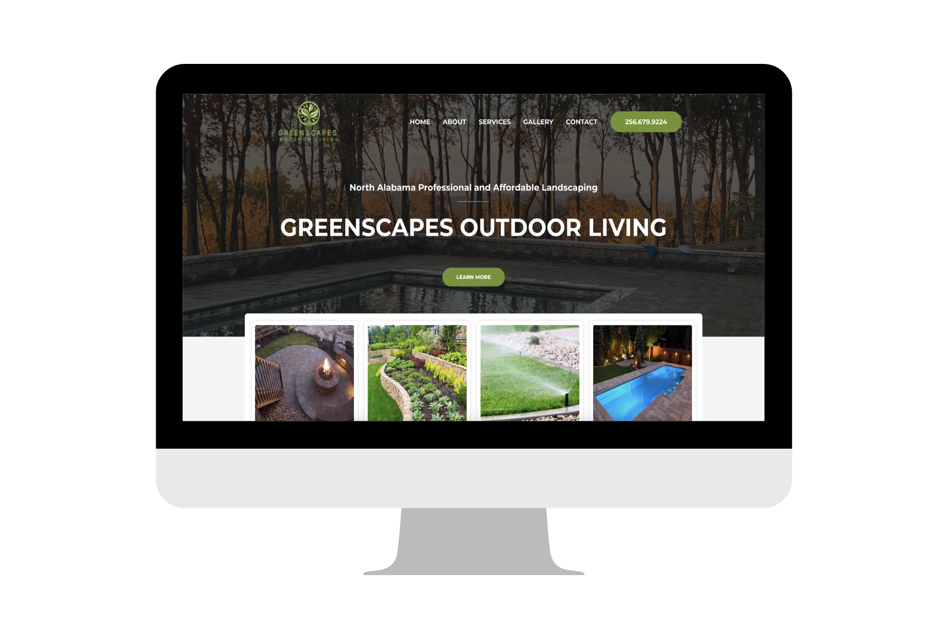 Home page mockup of a website built by Camp Web Designs in Orlando, Florida